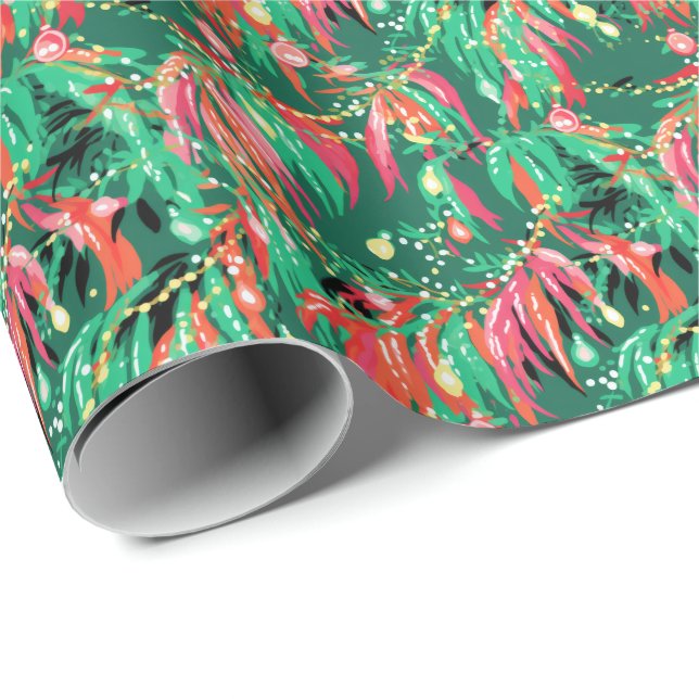 Bright Palm Beach Weihnachten Hot Chili Paprikasch Geschenkpapier (Rolleneckpunkt)