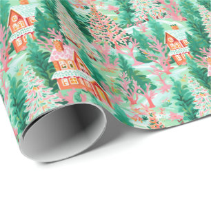 Bright Palm Beach Weihnachtsgingerbäumhäuser Geschenkpapier