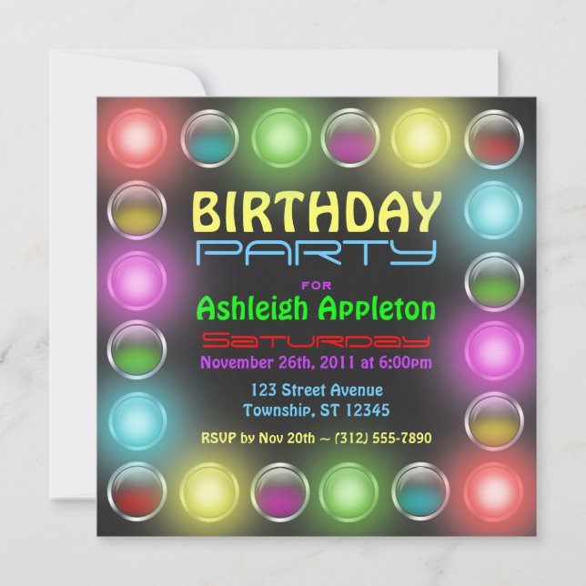 Bright Party Lumières Anniversaire Invitations (Devant)