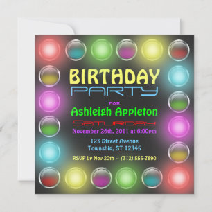Bright Party Lumières Anniversaire Invitations
