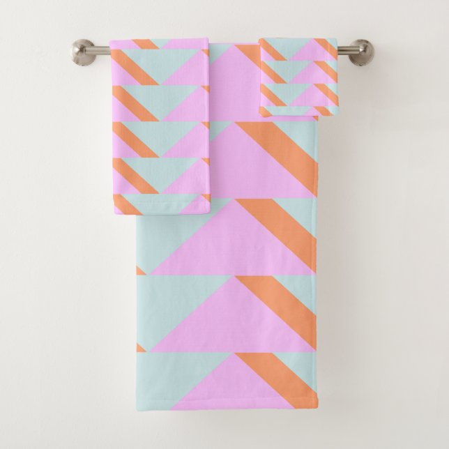 Bright Pastel Retro Motif géométrique rose Aqua (En situation)