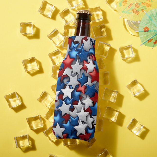 BRIGHT PATRIOTIC RED WHITE BLUE AMERICAN STARS FLASCHENKÜHLER (In Situ Sommer)