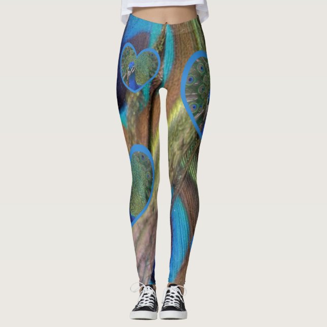 Bright Peacock Feathers Legende Leggings (Vorderseite)