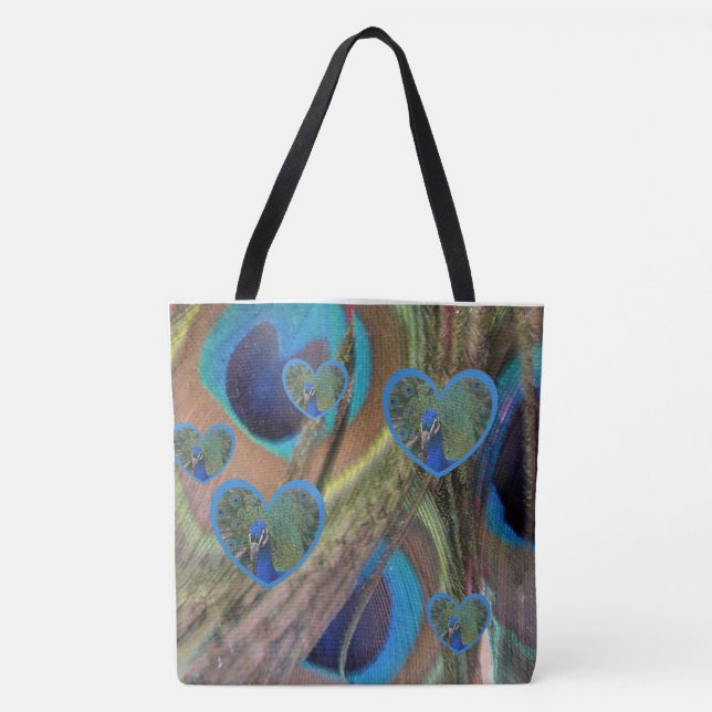 Bright Peacock Feathers Tote Bag Tasche (Vorderseite)