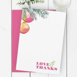 Bright Pink and Green Christmas Thank You Card Dankeskarte