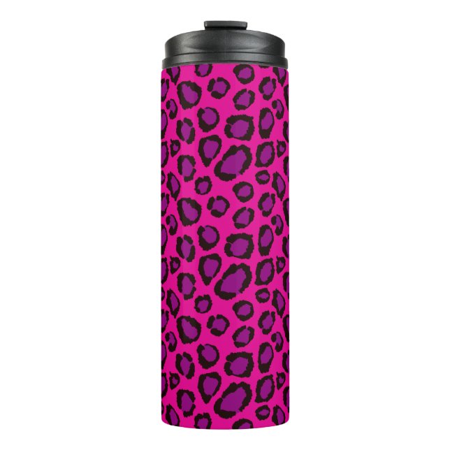 Bright Pink And Purple Leopard Print Pattern Thermosbecher (Vorderseite)