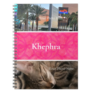 Bright Pink Batik Foto Collage White Border Name Notizblock