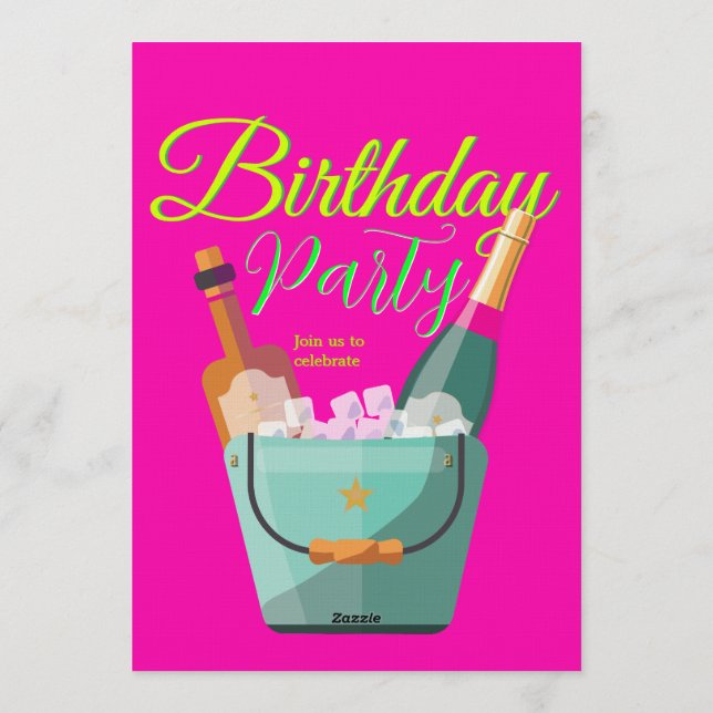 Bright Pink Custom Birthday Party Einladung (Rückseite)