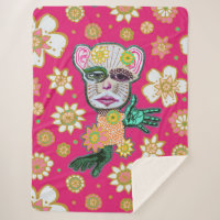 Bright Pink Drollery Floral von Natalie Schorr