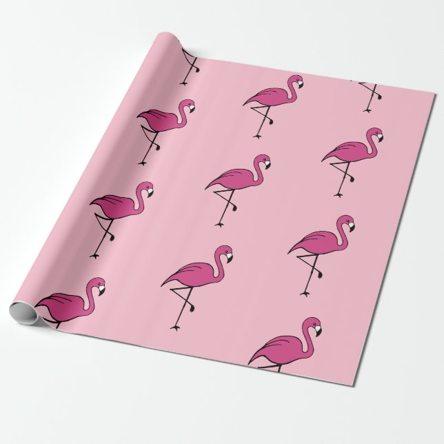 Bright Pink Flamingo Geschenk Wrapping Paper Geschenkpapier (Ungerollt)
