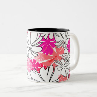  Bright Pink Floral Mug  Zweifarbige Tasse