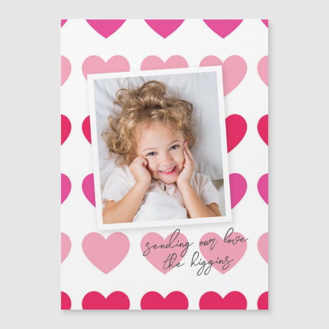 Bright Pink Hearts Photo Carte Saint-Valentin (Devant)
