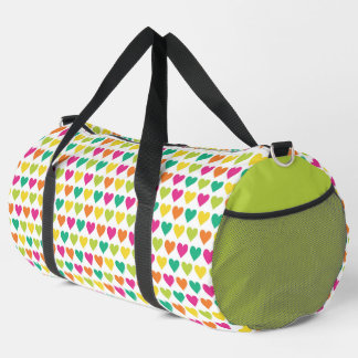 BRIGHT PINK ORANGE YELLOW GRÜNE HERZEN DUFFLE BAG