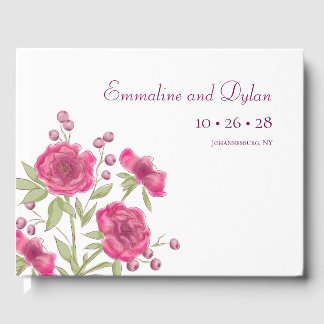 Bright Pink Rose Wedding Gästebuch