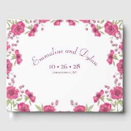 Bright Pink Rose Wedding Gästebuch