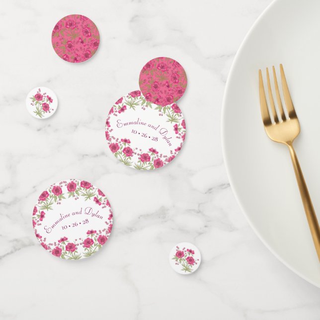 Bright Pink Rose Wedding Konfetti (Gruppe)