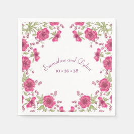 Bright Pink Rose Wedding Serviette