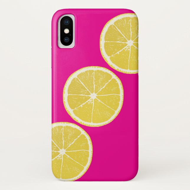 Bright Pink & Yellow Lemon Citrus iPhone/iPad Case (Rückseite)