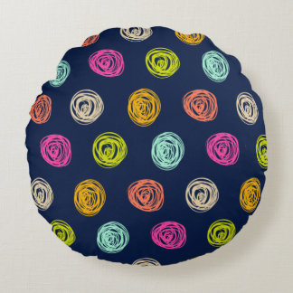 Bright Polka Dot Doodle Party Rundes Kissen