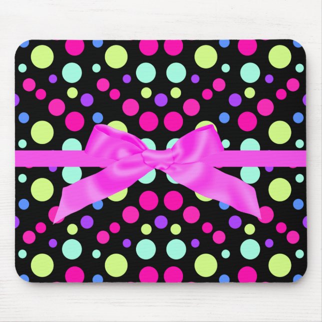 BRIGHT POLKA DOT PINK BOUSE PAD MOUSEPAD (Vorne)