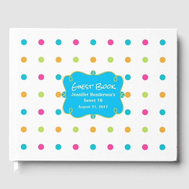 Bright Polka Dots Besondere Anlass Gästebuch (Vorderseite)