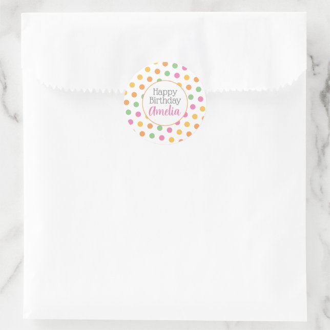 Bright Polka Dots Runder Aufkleber (Tasche)