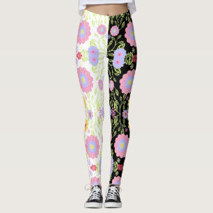 Bright-Pop Kunstmalerei mit zweifarbigem Muster Leggings