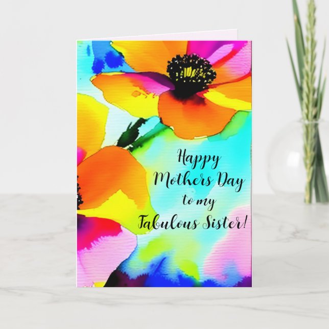 Bright Poppies Blue Sky Sister Custom Mütter Day Karte (Vorderseite)
