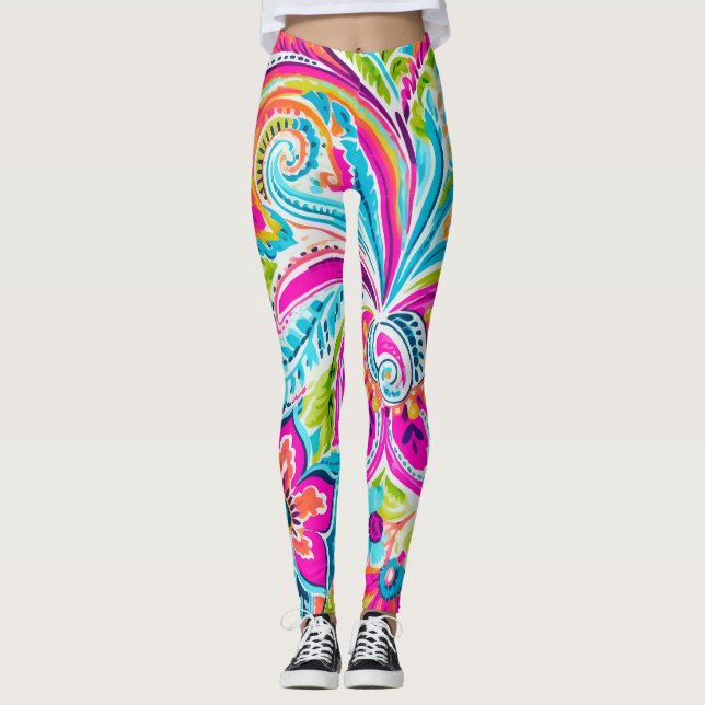 Bright Preppy Paisley Leggings (Vorderseite)