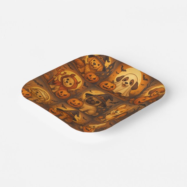 Bright Puppy Halloween Paper Plate Pappteller (Gewinkelt)