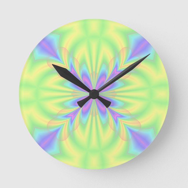 Bright Purple and Green Pattern Runde Wanduhr (Vorderseite)