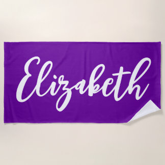 Bright Purple and White Lettering Script Strandtuch