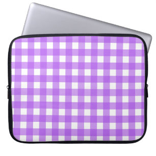 Bright purple gingham laptopschutzhülle