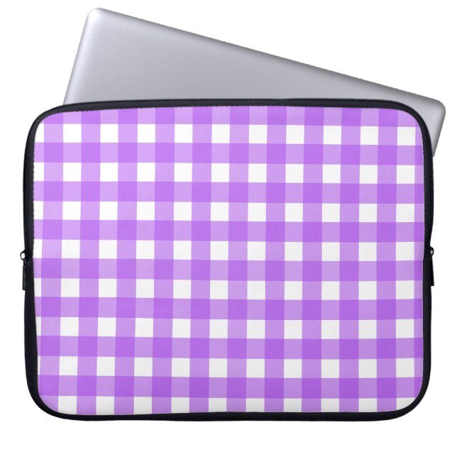 Bright purple gingham laptopschutzhülle (Vorderseite)