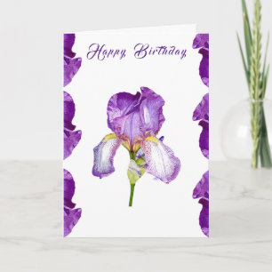 Bright Purple Iris Joyeux Anniversaire Carte