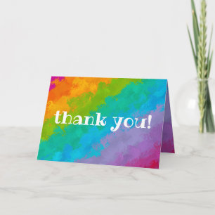 Bright Rainbow Birday Party Carte de remerciements