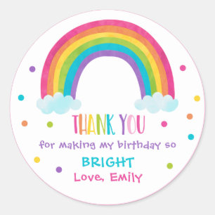 Bright Rainbow Birthday Party Geschenk Gefallen Runder Aufkleber