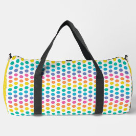 BRIGHT RAINBOW COLORED POLKA DOTS DUFFLE BAG