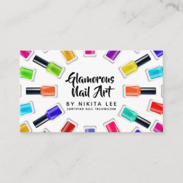 Bright Rainbow Nail Polish Art Tech Salon 4-Photo Visitenkarte