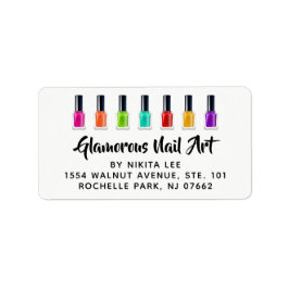 Bright Rainbow Nail Polish Art Tech Salon Adresse Adressaufkleber