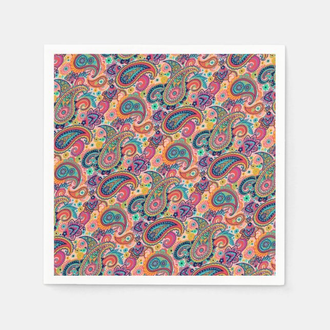Bright Rainbow Paisley Serviette (Vorderseite)