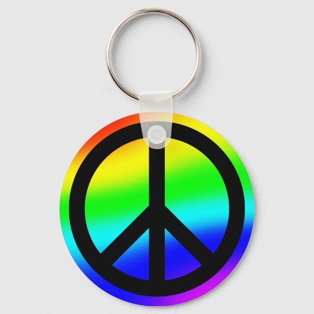 Bright Rainbow Peace Symbol Schlüsselanhänger (Vorderseite)