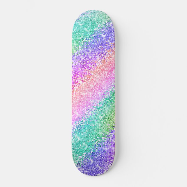Bright Rainbow Pebble Shadow Confetti Style Stripe Skateboard (Vorderseite)