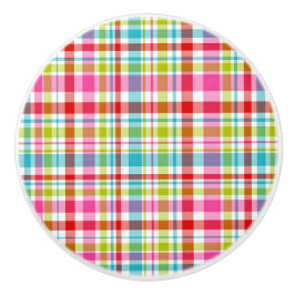 Bright Rainbow Plaid Checkered Pattern Keramikknauf