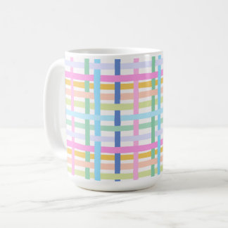 Bright Rainbow Plaid Mug - Colourful Pastel