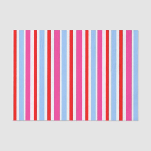 Bright Red and Blue Candy Stripes Seidenpapier (Vorderseite)