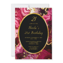 Bright Red and Gold Marble Agate Birthday Party