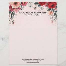 Bright Red and Pink Flowers on Pink Briefbogen