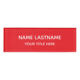 Bright Red Basic Simple Minimalist Modern Title Namenschild