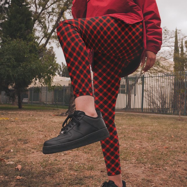 Bright Red Black Karo Christmas Pajama Pants Leggings (Von Creator hochgeladen)